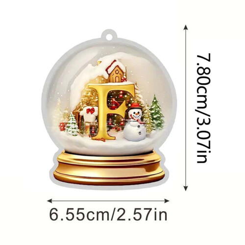 Yellow Crystal Acrylic Christmas Tree Initial Ornaments 26 2