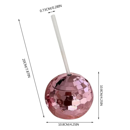 Disco Ball Cup with Clear Straw 1 Piece 1