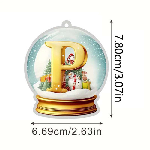 Yellow Crystal Acrylic Christmas Tree Letter Ornament Set 2