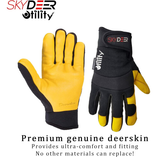 Arbeitshandschuhe aus vollnarbigem Hirschleder, Unisex, 3D 2