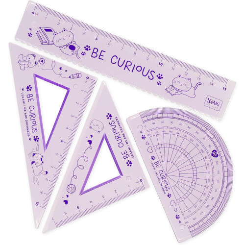 Legami You Rule! Geometry Set Ruler Square - Kitty 2
