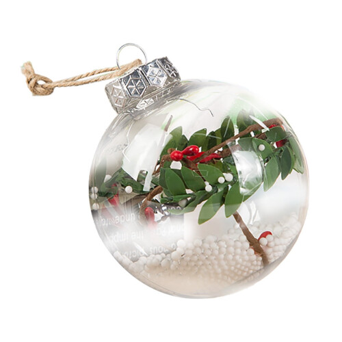 3.5" Clear Plastic Christmas Ball Ornament 1