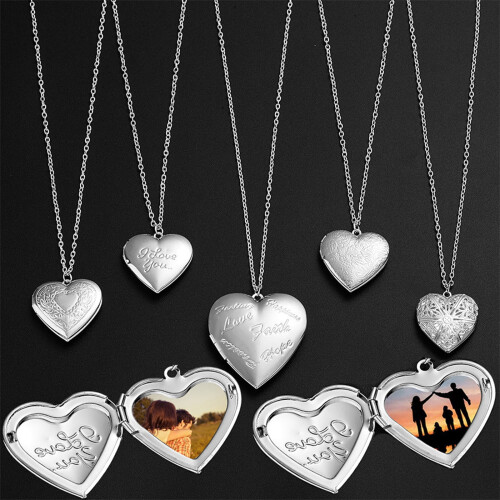 Collana con ciondolo a forma di cuore in lega d'argento 1