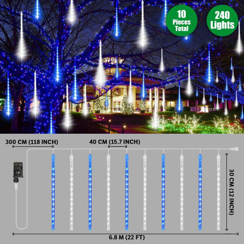 LED φώτα Meteor Icicle για εξωτερικούς χώρους12 ιντσών10 σωλήνες240 LED 1