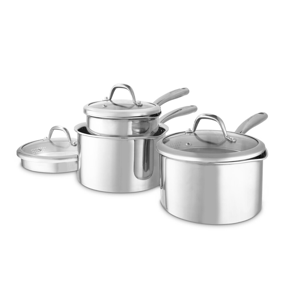 Freemans Silver Good Food Gf900270 Triply 3 Piece Saucepan Set - Image 3