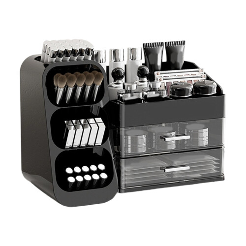Practical Space Saving Cosmetic Tray Multifunctional-Black