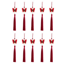 Multipurpose Butterfly Fringe Keychain Accessory with-Wine Red