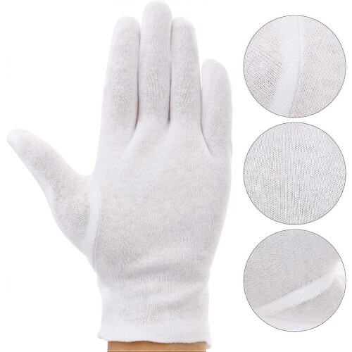 par de gants de tissu en coton, blancs, taille M 1