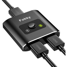 Fokky HDMI Swith 4K@60Hz, Bidirectional Hdmi Splitter, Aluminum hdmi switch 2 in 1 out / 1 In 2 out, HDMI splitter for dual monitors, Support 3D 1080P