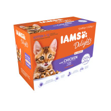 IAMS Delights Kitten Wet Food - Multipack Cat Food with Chicken in Jelly, High-Quality Food for Junior Kittens from 1-12 Months, 12 x 85 g