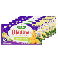 Blédina Blinner, Milky Baby Cereal, Vegetables, From 12 Months, 250 ml (Pack of 6x2 Bricks) (Packaging May Vary)