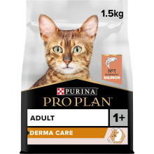 PURINA PRO PLAN | Adult 1+ Derma Care | Rich in Salmon | Dry Food | Cat | 1.5 kg Bag