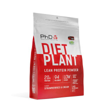 PhD Nutrition Diet Plant, Vegan Protein Powder Plant Based, Strawberries and Cream, High Plant Protein, 40 Servings Per 1 kg Bag