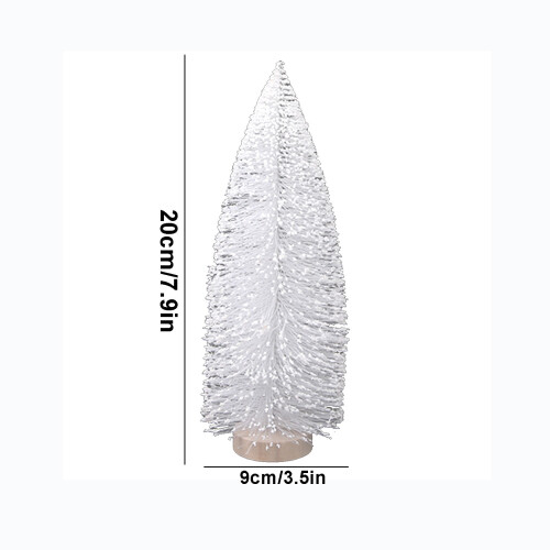White Mini Bottle Brush Christmas Tree 7.87 inch with 2