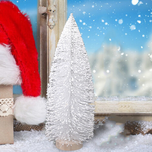White Mini Bottle Brush Christmas Tree 9.84 Inch with 1