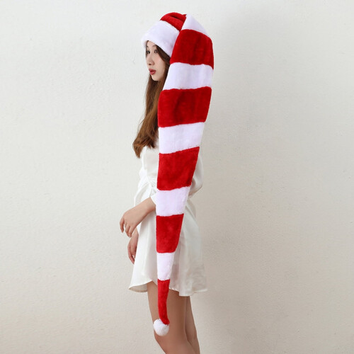 Lange Weihnachtsmannmütze, rot-weißes Weihnachtskostüm-Accessoire 2