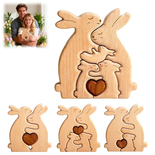 Drevená sada puzzle pre objímanie rodiny – 2 diely 1