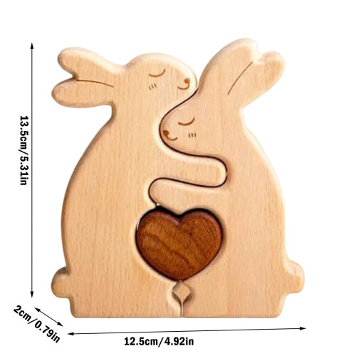 Drevená sada puzzle pre objímanie rodiny – 2 diely 2