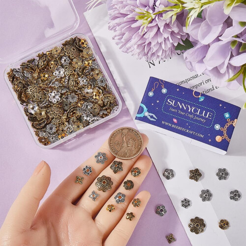 360 perles d'espacement en forme de fleur – Alliage tibétain, 12 styles, 2