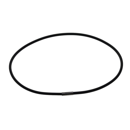 Sort silikone halskædesnor med messinglås 50 cm 2