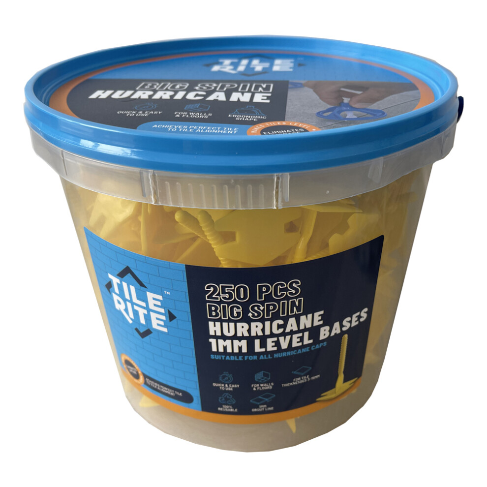 Tile Rite Big Spin Hurricane Tile Levelling Spacer Bases - 1Mm Grout Joint, 3-15Mm Tiles, Pack Of 250 5019788001722