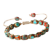 Handgemaakte onregelmatige stenen armband met-ora1nge orchidee1d