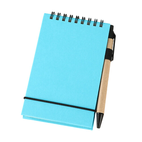 Small Notepads with Elastic Strap Twin Coil Binding-lake blue