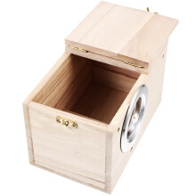 Wooden Parakeet Breeding Box Light Brown Bird Nest Stainless Steel