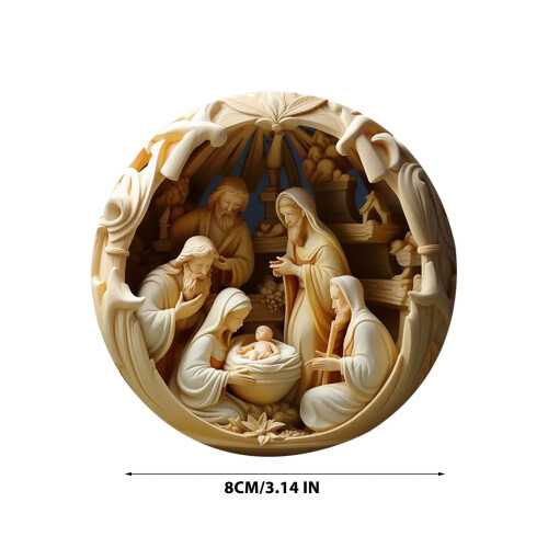 Nativity Scene Ornament Religious Christmas Tree Decor 3D 2