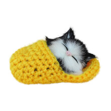 Yellow Cat Slippers with Sound Plush Kids Size