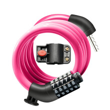 Lucchetto a cavo per bicicletta rosa a 5 cifre resettabile, lunghezza 1,2 m