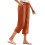 Women's linen pants, comfortable stretch  drawstring-Orange S 1