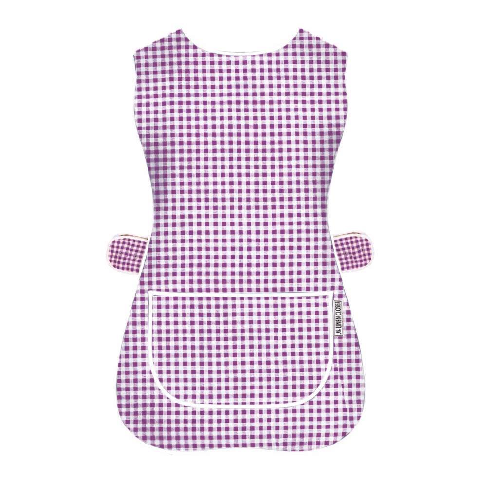 (S, Purple Check) Ladies Work Tabard Aprons Women Men Catering Cleaning Kitchen 5061001950669