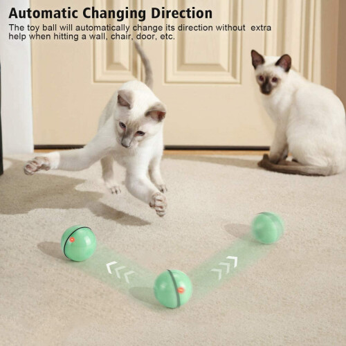 LED-kattenbal, zelfdraaiend, USB-oplaadbaar, groen 2