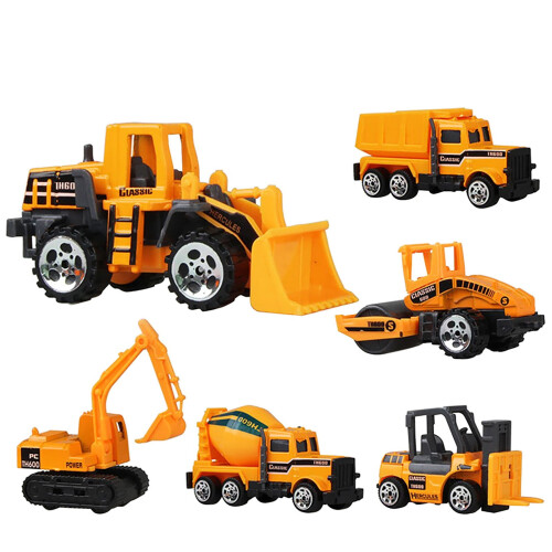Set mini vehicule de construcții – pachet de 6, scară 1:64