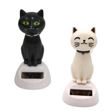 Conjunto de 2 estatuetas de gatos dançantes movidas a energia solar