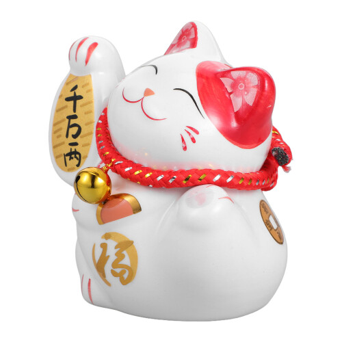 Biała ceramiczna skarbonka Maneki Neko