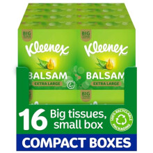 Kleenex Balsam Extra Large Tissues in 16 Compact Boxes Protect and Soothe Your Nose When Youve Got a Cold BalmCare with Aloe Vera Vitamin E and C