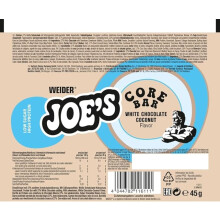 Weider - Joe's Core Protein Bar - Creamy Protein Core, with Delicate Chocolate - 31% Protein, Low Sugar - 12 x 45 g - White Chocolate Coconut
