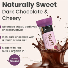 FOODIN NUTI Organic Nut Bar, High Fibre with 60% Nuts and 5 g Protein, Dark Chocolate & Cherry (15 x 35 g), Sugar-free Chocolate and Gluten-Free Sweet