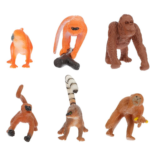 Macaco de brinquedo decorativo, modelo sólido com cauda longa, 6 peças 2