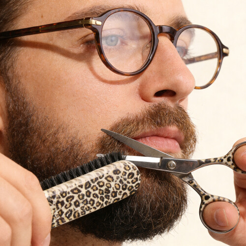 Nylon Bristles Beard Brush With Leopard Texture Handle Beard 1