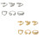 Set mit 6 eleganten Metallringen mit Lava-Textur,-Silber 2