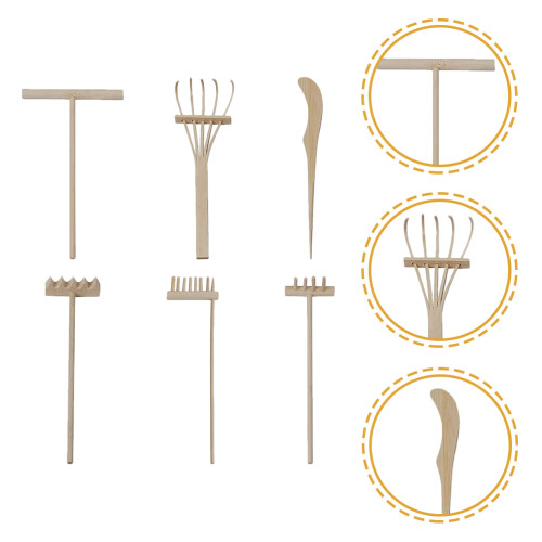 4Sets Small Bamboo Rakes Creative Office Zen Garden Decorative Tools 1