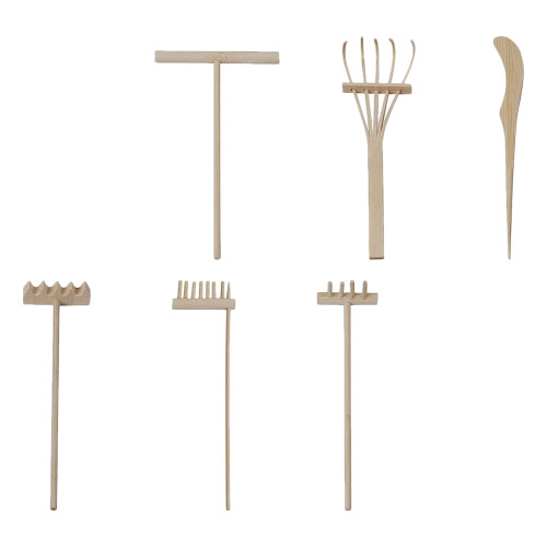 4Sets Small Bamboo Rakes Creative Office Zen Garden Decorative Tools 2