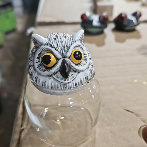 Creative Kitchen Decors Glass Spice Jars Set For-owl single 1