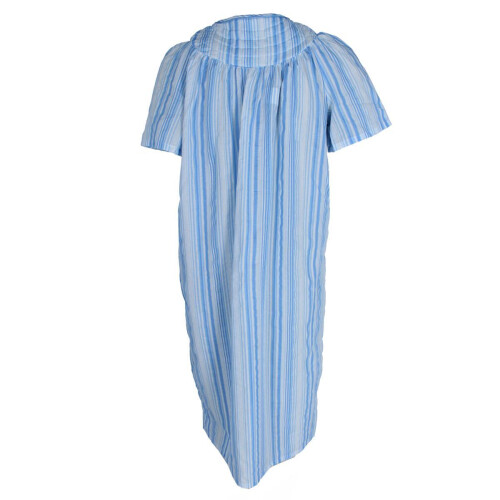 Elegant Emily Women's Snap Front Striped Duster Gown 2