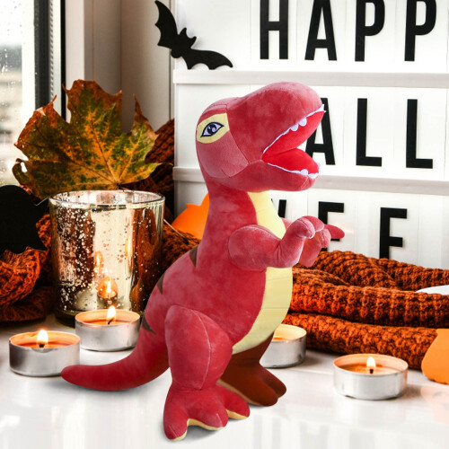 Rode dinosaurus knuffel van 28 cm 1