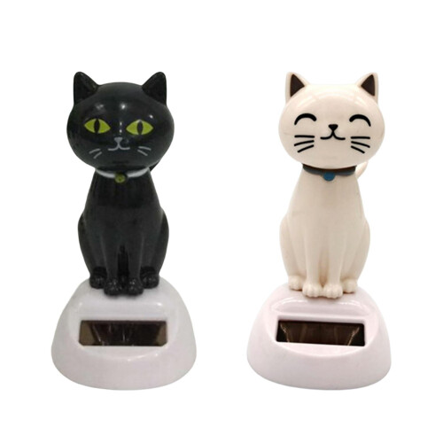 2 Solar Tanzende Katzenfiguren – ABS, 11 cm 1