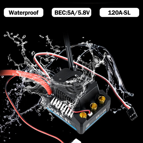 120A ESC χωρίς ψήκτρες για αυτοκίνητο 1/8RC, 4-6S, 5.8V/5A BEC 2